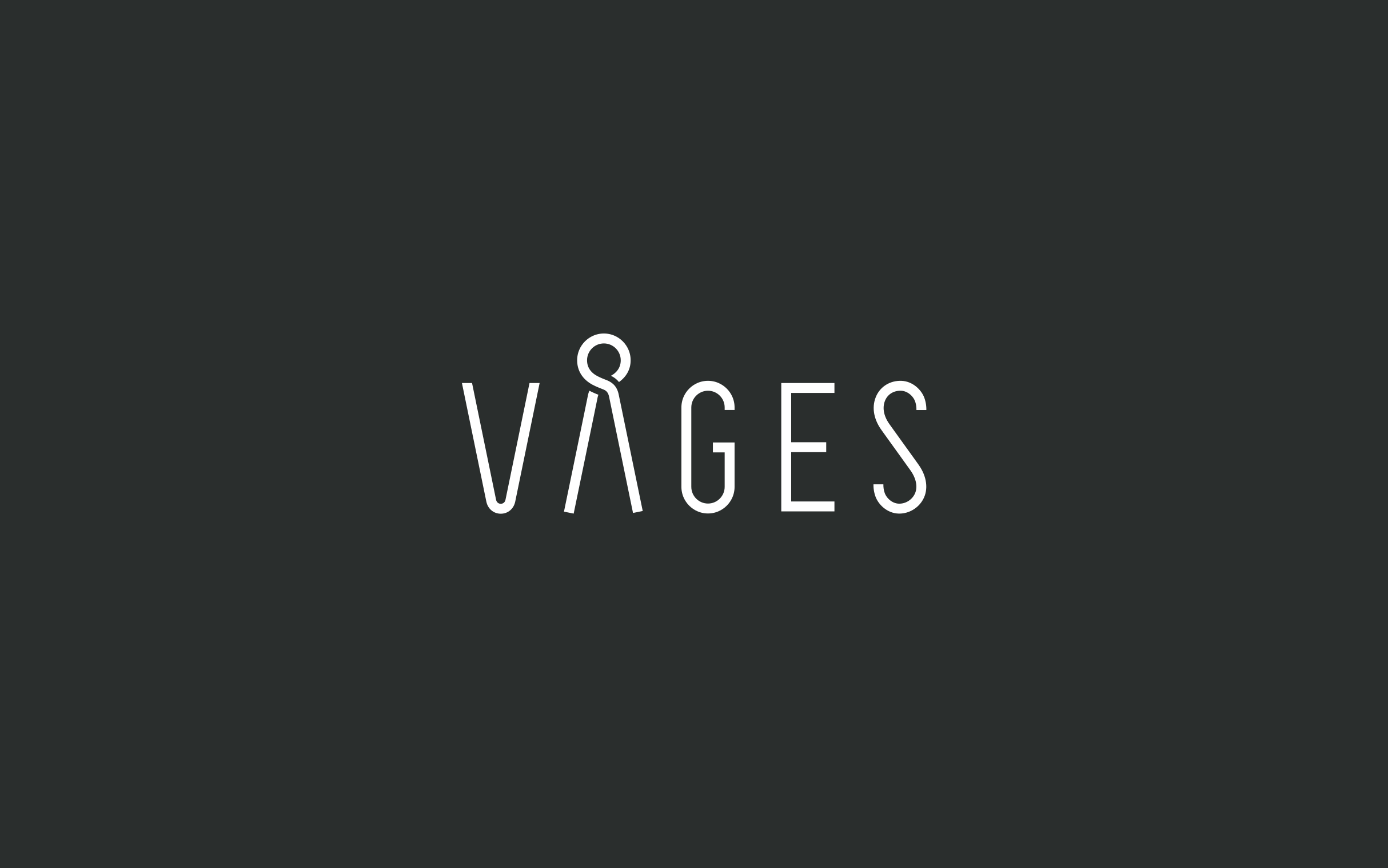 Brand Design and E-commerce website for Våges. Material from the process. The Våges logotype in white on black background.